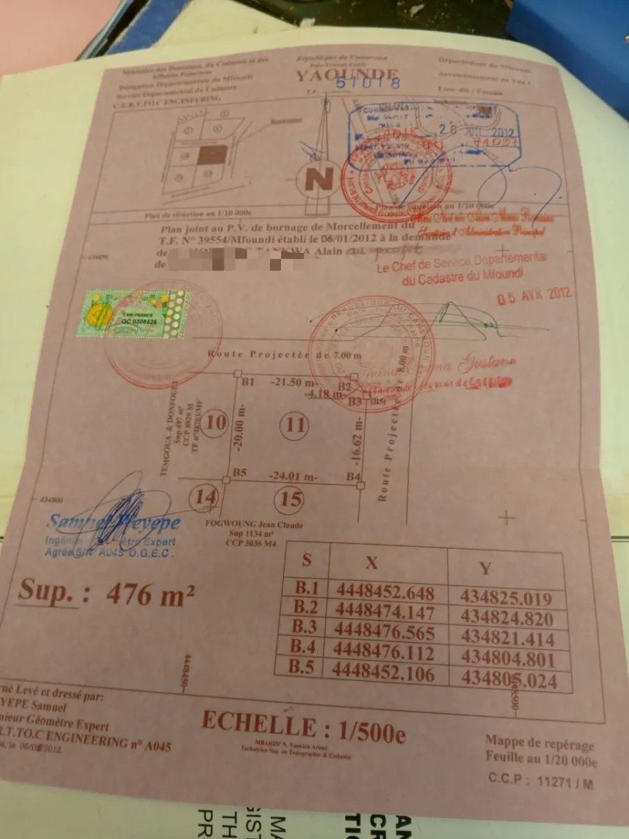 Terrain titré à vendre à Yaoundé quartier Emana superficie 475m2 — Léa Group au Cameroun